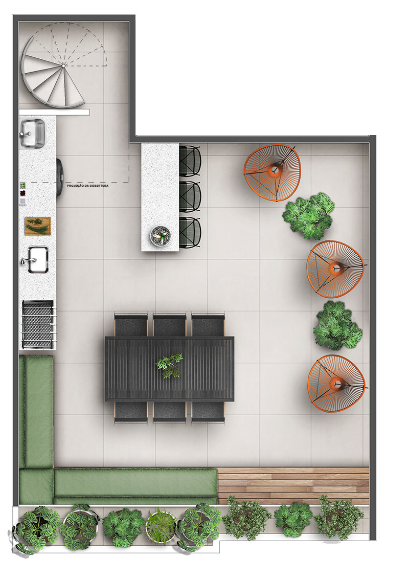 81,97M² com Cobertura Gourmet